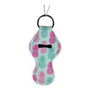 Neoprene Multicolor Pineapple Keychain Key Ring Coin Holder Silver Tone Metal